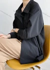Wholesale Women's Casual Plain Back Button Down Long Sleeve Patch Pocket Shirts - Liuhuamall