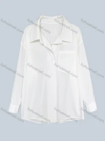 Wholesale Women's Casual Plain Back Button Down Long Sleeve Patch Pocket Shirts, LIUHUA CLOTHING WHOLESALE