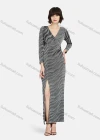 Wholesale Women's Glamorous V Neck Split Thigh Wave Print Maxi Dress - Liuhuamall