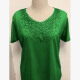 Woman's Casual Round Neck Short Sleeve Embroidery Rhinestone Plain Tunic Top 49# Clothing Wholesale Market -LIUHUA