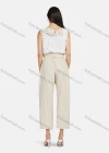 Wholesale Women's Casual Striped Ruffle Trim Belted Pockets Wide Leg Pants 2222# - Liuhuamall