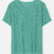 Women's Casual Guipure Lace Pearl Decor Crochet Round Neck Short Sleeve Plain T-Shirt 02# 17# Clothing Wholesale Market -LIUHUA