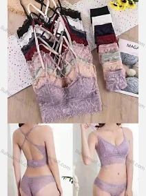 Wholesale Women's Plain Lace Embroidery Comfortable Thin Cup Bra Pantie Lingerie Set, LIUHUA CLOTHING WHOLESALE