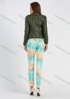 Wholesale Women's Casual Long Sleeve Zipper Pocket Plain Crop Leather Jacket - Liuhuamall
