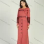 Wholesale Women's Round-Neck Long Sleeve Bowknot Button Down Lace Mesh Maxi Dress With Belt preview