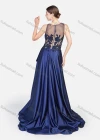 Wholesale Women's Glamorous Sheer Guipure Lace Splicing Floral Embroidery Sleevesless Floor Length Evening Dress - Liuhuamall