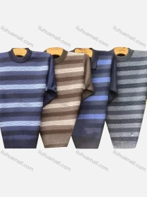 Wholesale Men's Casual Striped Crew Neck Long Sleeve Knit Sweater, LIUHUA CLOTHING WHOLESALE