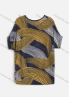 Wholesale Women's Wave Print Tie Neck Drop Shoulder Short Sleeve Knit Top - Liuhuamall