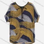 Wholesale Women's Wave Print Tie Neck Drop Shoulder Short Sleeve Knit Top preview