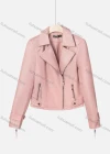 Wholesale Women's Casual Lapel Long Sleeve Zipper Plain Leather Crop Biker Jacket - Liuhuamall