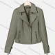 Wholesale Women's Casual Lapel Long Sleeve Zipper Plain Leather Crop Biker Jacket Army Green Clothing Wholesale Market Liuhua