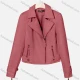 Wholesale Women's Casual Lapel Long Sleeve Zipper Plain Leather Crop Biker Jacket Red Clothing Wholesale Market Liuhua