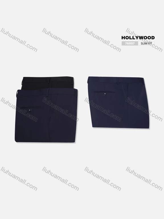 Wholesale Men's Business Plain Patch Pocket Button Closure Ankle Length Slim Fit Suit Pants 76997#