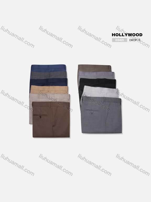 Wholesale Men's Formal Plain Patch Pocket Button Closure Ankle Length Slim Fit Suit Pants D2421#