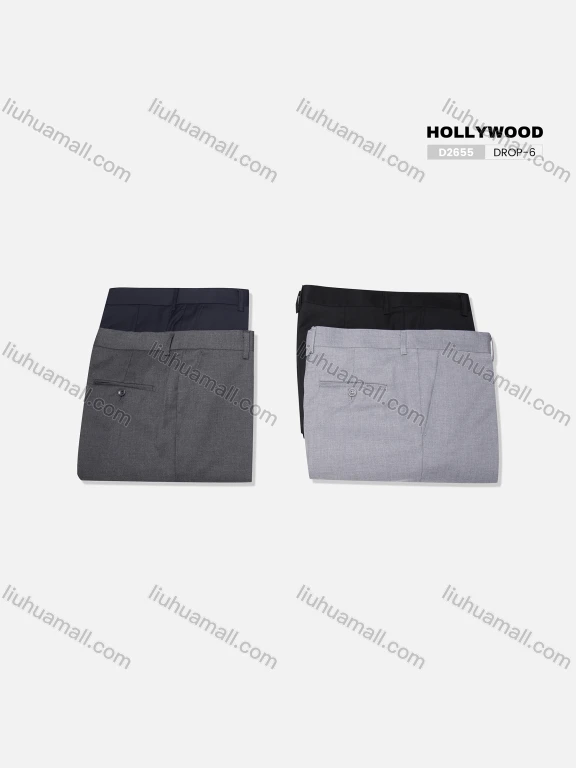 Wholesale Men's Business Plain Patch Pocket Button Closure Ankle Length Slim Fit Suit Pants D2655#