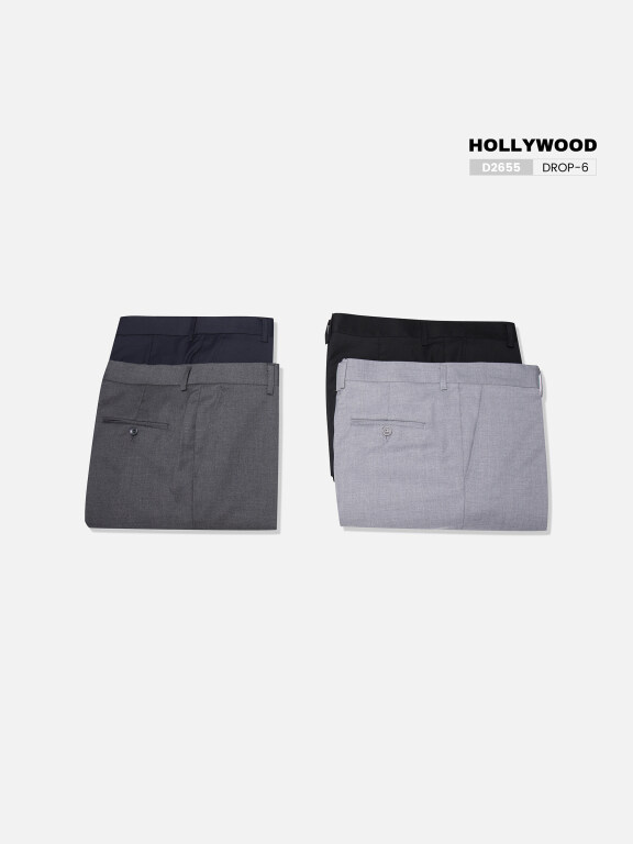 Men's Business Plain Patch Pocket Button Closure Ankle Length Slim Fit Suit Pants D2655#, Clothing Wholesale Market -LIUHUA, Men