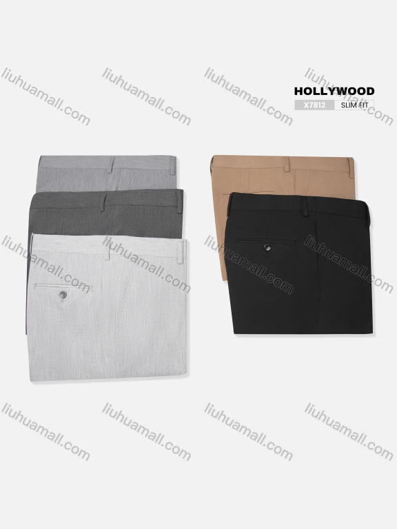 Wholesale Men's Business Plain Patch Pocket Button Closure Ankle Length Slim Fit Suit Pants X7812#