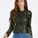 Women's Fashion Lapel Zipper Crop Leather Jacket 8# Clothing Wholesale Market -LIUHUA
