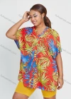 Wholesale Women's Short Sleeve V Neck Tropical Print Loose Fit Vacation Pullover Blouse - Liuhuamall