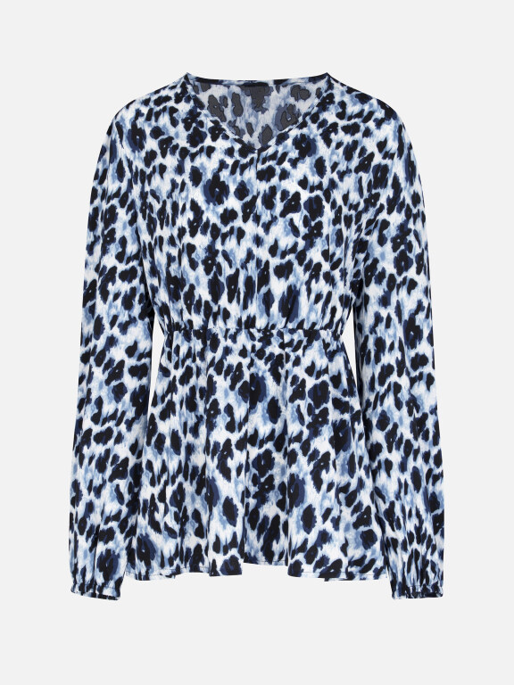 Women's Casual Leopard Print Ruffle Hem V Neck Slim Fit Long Sleeve Short Dress, LIUHUA Clothing Online Wholesale Market, All Categories