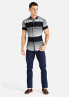 Wholesale Men's Striped Short Sleeve Button Down Casual Shirt - Liuhuamall