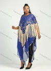 Wholesale Women's Muslim Sequin Scallop Edge Pullover Triangular Hem Sheer Mesh Cover Up Cloak - Liuhuamall