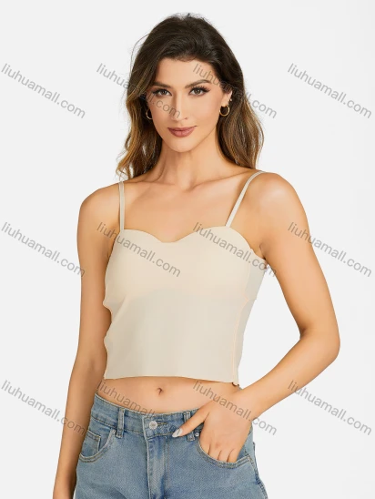 Wholesale Women's Casual Spaghetti Strap Plain Pullover Sleeveless Crop Top 7169#