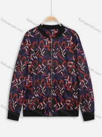 Wholesale Women's Spring/Fall Abstract Print Long Sleeve Casual Jacket, LIUHUA CLOTHING WHOLESALE