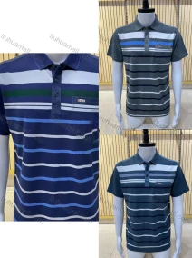 Wholesale Men's Casual Short Sleeve Button Front Striped Polo Shirts, LIUHUA CLOTHING WHOLESALE