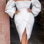 Wholesale Women's Plain Off Shoulder Bodycon Split Hem Cocktail Midi Dress preview