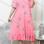 Wholesale Women's Lounge Milk Silk Pin Dot Animal Print Ruffle Hem Round Neck Short Sleeve Soft Nightdress DM1301# preview