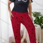 Wholesale Women's Lounge Milk Silk Letter Print Short Sleeve T-shirt & Heart Print Pant Pajamas Sets DM023-01# preview