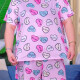 Women's Lounge Milk Silk Heart Letter Print Short Sleeve T-shirt & Shorts Pajamas Sets DM2303# Pink Clothing Wholesale Market -LIUHUA