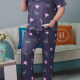 Women's Lounge Milk Silk Heart Bowknot Print Short Sleeve T-shirt & Pant Pajamas Sets DM02304-01# Navy Clothing Wholesale Market -LIUHUA