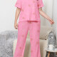 Women's Lounge Milk Silk Heart Bowknot Print Short Sleeve T-shirt & Pant Pajamas Sets DM02304-01A# Pink Clothing Wholesale Market -LIUHUA