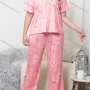Wholesale Women's Lounge Milk Silk Strawberry Animal Print Short Sleeve T-shirt & Pant Pajamas Sets DM02304# preview