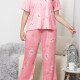 Women's Lounge Milk Silk Strawberry Animal Print Short Sleeve T-shirt & Pant Pajamas Sets DM02304# Pink Clothing Wholesale Market -LIUHUA