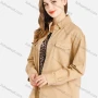 Wholesale Women's Loose Fit Long Sleeve Double Flap Pocket Rivets Plain Overshirt preview