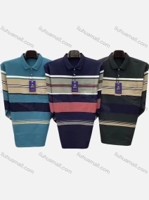 Wholesale Men's Casual Striped Colorblock Patch Pocket Long Sleeve Polo Shirt 5323#, LIUHUA CLOTHING WHOLESALE