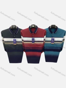 Wholesale Men's Casual Striped Colorblock Patch Pocket Long Sleeve Polo Shirt 7535#, LIUHUA CLOTHING WHOLESALE