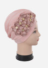 Wholesale Women's Casual Artificial Flowers Rhinestone Ruched Headwrap Hat - Liuhuamall
