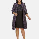 Women's Elegant 3/4 Sleeve High Waist Allover Print Cardigan & Tank Dress 2-piece Set 21759# Purple Clothing Wholesale Market -LIUHUA