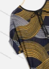 Wholesale Women's Wave Print Tie Neck Drop Shoulder Short Sleeve Knit Top - Liuhuamall