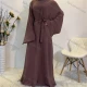 Wholesale Women's Islamic Muslim Bell Sleeve Belted Abaya Robe Dress Purple Clothing Wholesale Market Liuhua