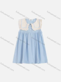 Wholesale Girls Cute Sailor Collar Sleeveless Button Front Short Tank Dress AM1268#, LIUHUA CLOTHING WHOLESALE