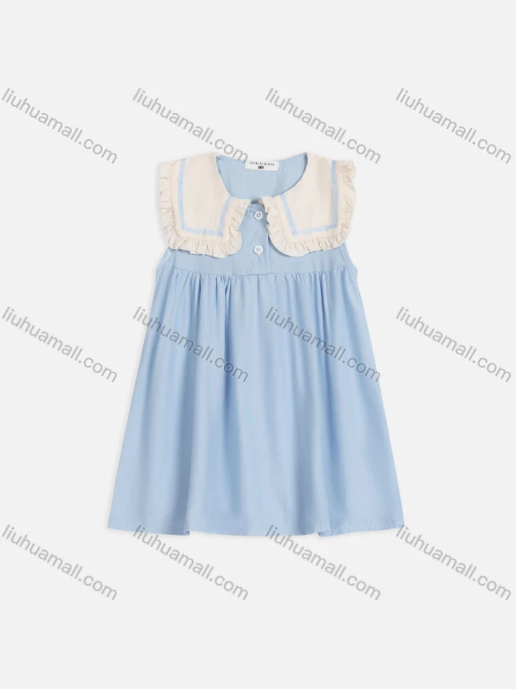 Wholesale Girls Cute Sailor Collar Sleeveless Button Front Short Tank Dress AM1268#