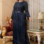 Wholesale Women's Elegant Crew Neck Long Sleeve Plain Evening Dress preview
