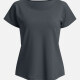 Women's Sporty Plain Short Sleeve Breathable Mesh Moisture Wicking Fitness Yoga Top Dark Gray Clothing Wholesale Market -LIUHUA