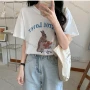 Wholesale Women's Casual Graphic Round Neck Short Sleeve Tee 1018# preview