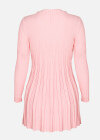 Wholesale Women's Round Neck Long Sleeve Pleated Short Sweater Dress - Liuhuamall